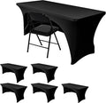 Nasitos 6 Pack Spandex Table Covers 4ft-Open Back Table Cloth, Stretch Fabric Spandex Trade Show Table Covers for 4 Foot Tables Washable, Wrinkle Resistant Table Protector for Craft Show, Party
