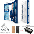 Custom Curved Pop Up Displays Trade Show Backdrop 7.5x10 FT Tension Fabric HD Banner Printing Banner Pop-up Display Stand Trade Show Booth Display for Business Corporate Wedding Mall