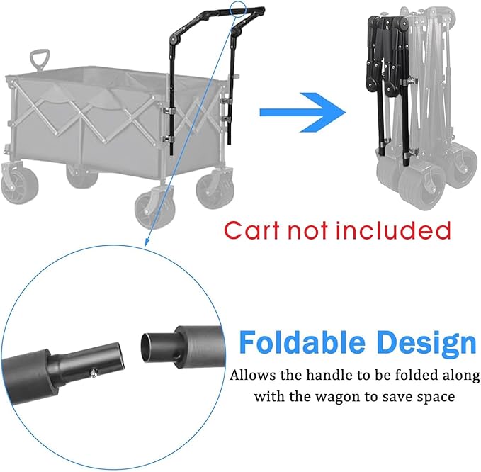 Camper Wagon Push Handle Attachment - Foldable Garden Carts Replacement for Outdoor Grocery Trolley, Not Include Cart