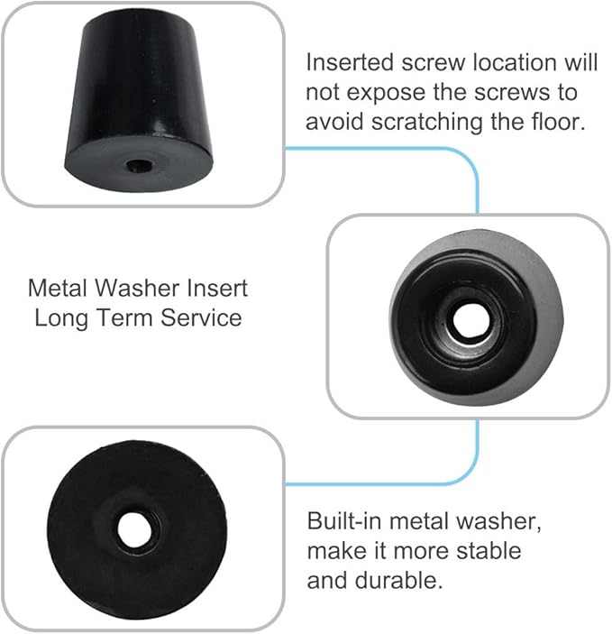 uxcell 4pcs Rubber Feet Bumper Buffer Feet Furniture Table Desk Cabinet Leg Pads Anti-slip with Metal Washer, D49x40xH50mm