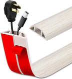 Floor Cord Cover Self Adhesive Cord Hider Floor Extension Cord Covers for Floor Power Cord Protector Cable Management Prevent Cable Trips Cable Cavity 0.47" W x 0.27" H (Beige Wood, 20Ft)