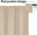 Easy-Going Rod Pocket Blackout Curtains for Bedroom, Room Darkening Window Curtains for Living Room, Thermal Insulated Noise Reduction Solid Window Drapes, 2 Panels(42x54 in, Beige)