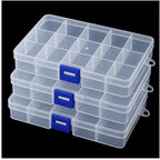 3pcs Clear Storage Small Parts Organizer Box Storage Bin With Dividers Multi Compartment for Beads Art DIY Tackle Box Organizer (Small 15 - compartment)