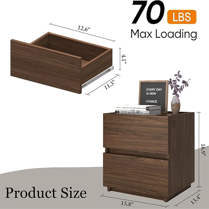 furtble Stackable 2 Drawer Dresser, Small Dressers for Closet, Modern Nightstand for Bedroom, End Table with Storage Drawer for Entryway, Beside Furniture Drawer Chest, 15.8 in, Classic Oak