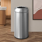 BEAMNOVA 16.5 Gallon Trash Can Black Open Top Large Outdoor Indoor Commercial Stainless Steel Industrial Waste Basket Container, Metallic Garbage Enclosure with Lid