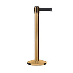 Crowd Control Warehouse CCW Series RBB-150 - Set of 2 Stanchion Retractable Belt Barriers - 16 Foot, Black Belt with Satin Brass Steel Post - Easy Assembly