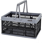 crates for storage,plastic baskets for organizing,collapsible shopping basket,foldable crate with Handles,collapsible storage crate,car basket,for Kitchen,Bathroom,Medicine (Black, S)
