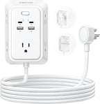 6ft Flat Plug Extension Cord, VINTAR Multi Outlet Extender with 5 Outlets and 4 USB Ports (2 USB-C), 3-Sided Wall Mount Charger, 1800J Surge Protector Power Strip for Home, Office, College Dorm