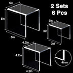 Fixwal 2 Set Acrylic Display Risers Cupcake Stands Clear Dessert Table Display Set, Display Shelf for Funko POP Figures-3"x4"x5"