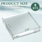 Acrylic Base Stand 8 Pack 6 X 6 X 1 Inch Acrylic Blocks for Display Trophy Base Clear Square Cube Riser Display Cylinder Pedestal Stands for Collectibles Jewelry Props Food Display