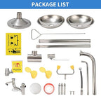 Combination Eye Wash Station, Emergency Eyewash Stations OSHA Approved 304 Stainless Steel Eyewash Shower Station for Industrial & Commercial & Lab Use,NPT Thread, with Emergency Sign