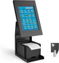 Mount-It! iPad Kiosk Stand with Printer Shelf – Locking Anti-Theft Tablet Enclosure for POS, Retail & Business – Rotating & Tilting Secure Checkout Stand for iPad 7-10, Air & Pro
