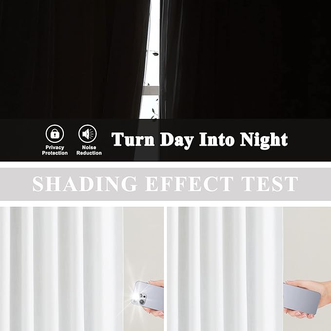 Vision Home White Pinch Pleated Full Blackout Curtains 60 inch Wide Thermal Insulated Window Panels 90 inch for Living Room Bedroom Room Darkening Pinch Pleat Drapes with Hooks Back Tab 60" Wx90 Lx1