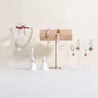 GemeShou White bracelet holder stand for selling, wood bracelet organizers and storage, retail bracelet hanger display for boutique Home Decor【Beech Brass Bracelet Holder-Low】
