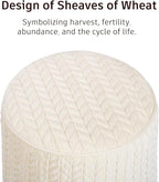 Modern Round Ottoman, Braided-Tufted Foot Stool Ottoman, Velvet Upholstered Vanity Stool for Makeup, Bedroom, Living Room, White