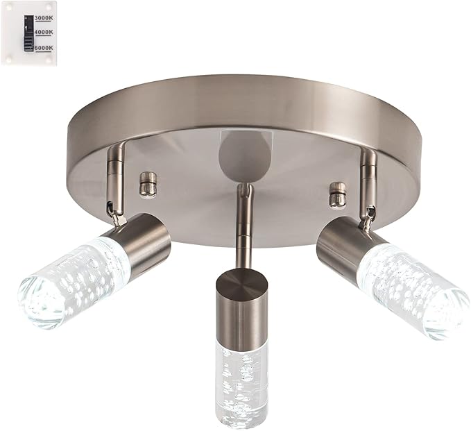 Directional Flush Mount Ceiling Spot Light Fixture,3D Generation Canopy Switch Dimmable 3000k 4000K 6000K Color Change Track Lighting Kit,Rotatale Ceiling Track Lighting Fixture for Dining Room…