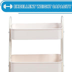 AGTEK 3-Tier Rolling Carts with Wheels, Rolling Utility Cart with Iron Frame for Kitchen, Plastic Shelves, Living Room, Office, White