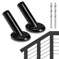 50 Pack 30 Degree Angle Protective Sleeves, Black Cable Railing Corner Protector Sleeve Beveled for 1/8" Wire Rope, T316 Marine Grade Cable Railing Kit with Two Drill Bit for Wood Posts HF039B