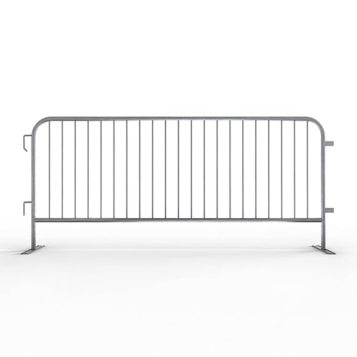 Trafford Industrial Angry Bull Barricades Metal Interlocking Steel Barricade (6.5 Ft. Economy, Light Weight & Pre-Galvanized, Flat Feet, Zinc Coated Steel, Set of 20)