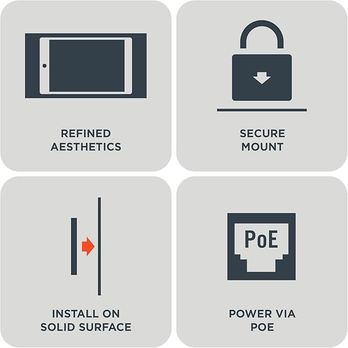 iPort 70808 Surface Mount System iPad Wall Mount – Slim & Secure iPad 10.2" (9th, 8th, 7th Gen) Enclosure | Built-in PoE Charging | Aluminum Flush Wall Dock for Smart Home & Commercial Use – Black