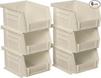 Akro-Mils 30210 AkroBins Plastic Storage Bins, Space-Saving Stackable Bins for Garage, Pantry, Craft Organization, 5-Inch x 4-Inch x 3-Inch, Stone, 6-Pack