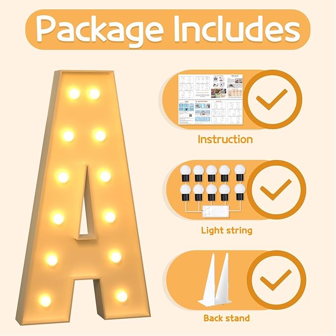 imprsv 4FT Marquee Light Up Letters A, Large Light Up Letters for Anniversary Weeding Room Decor, Big Letters for Party Decorations, Marry Me Light Up Letters, Foam Letter
