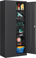 Metal Garage Storage Cabinet with Locking Doors,Steel Tool Cabinets with Adjustable Shelves for Home,Office,Garage,Warehouse Organisieren(Black)