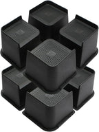 Bed Risers 2 inch, 3 inch, 4 inch, 6 inch or 8 inch Heavy Duty Furniture Risers, Up to 6000 Lbs L Shaped Design Bed Lifts Blocks for Couch Desk Sofa Table (Black, 4 Inch 8 Pack)