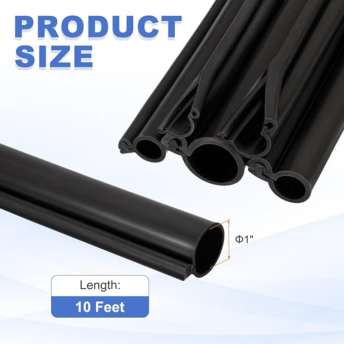 MECCANIXITY 10ft Cable Management Sleeve, 1 Inch ID Flexible Cord Wires Hider Cover Insulation Snap-fit Protector for Substation, High-Voltage Electrical Networks, Black