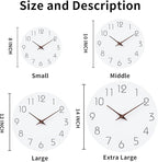 Mosewa Wall Clock 10 Inch Silent Non Ticking Wood Battery Operated Wooden White Modern Office Simple Minimalist Decorative for Kitchen Home Bathroom Living Room