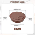 PATIKIL 3 Inch Desk Grommet, 6Pcs Cable Grommet Wire Management Cable Hole Cover Cord Organizer for Office Home Table Countertop, Brown