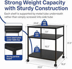 Heavy Duty 2-Tier Printer Stand with Locking Wheels, 19.5"x19.5" Large Printer Table Shelf, Holds 100 lbs per Shelf - Fits Most 60" Desks, Perfect for Office, Home, Laser Printer or Mini Fridge