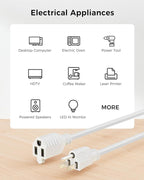 [UL Listed] Cable Matters 2-Pack 16 AWG Heavy Duty 13A Short Power Extension Cord - 1ft, 3 Prong Power Cord Extension, NEMA 5-15P to NEMA 5-15R, White