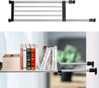 BAOYOUNI Expandable Shelf Closet Tension Rod Adjustable Shelving Unit Storage Rack Organizer Hanger Space Saving Divider for Wardrobe, Cupboard, Kitchen, Bathroom Use, Black