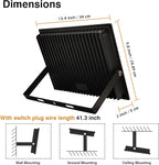 150W LED Flood Light Outdoor,12000lm LED Work Lights with Plug,IP66 Waterproof Security Lights,6500K Daylight White floodlight for Basketball Court, Parking Lots, Playground, Yard