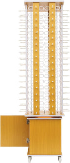 Sunglasses Display Stand, 144 Pairs Wooden 360° Rotating Sunglass Eyeglass Holder Organizer, Glasses Hanger Storage Rack for Retail Commercial Display, W14.6*H66.1in (Brown)