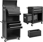 Goplus Tool Chest, 3-in-1 Rolling 6 Drawers Tool Cabinet with Detachable Top Toolbox, Middle Tool Storage, Universal Lockable Wheels, Protective Liner, Auto Lock, Metal Tool Box for Garage Workshop