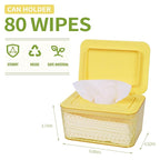 Wipes Dispenser, One-Handed Operation Wipe Holder for Baby & Adult, Seal-Designed Wipes Container for Bathroom Keep Diaper Wipes Fresh (Yellow)