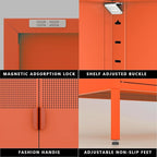 2 Door Accent Cabinet,Orange Metal Storage Cabinet with Adjustable Shelf,2-Tier Shelf,Multipurpose Metal Locker Storage for Office Home,Music Studio (Orange)
