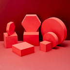 8PCS Geometric Cube Photo Props Set, Hard Foam Photography Background Props for Goods, Crafts, Lipstick, Jewelry, Cosmetics, Makeup Tools, Food (Red)