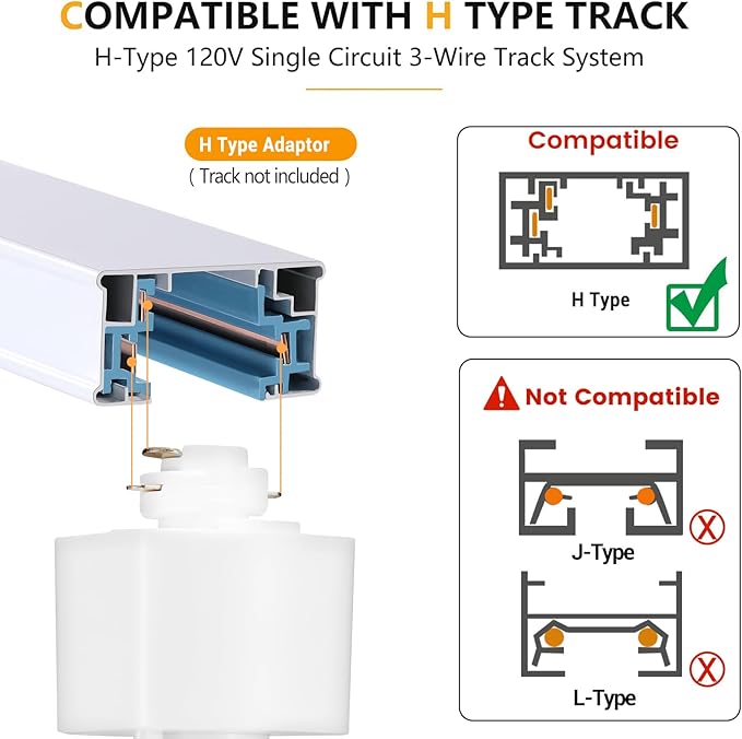 VANoopee 12 Pack 5-Color LED Track Lighting Heads H Type Track Light Heads Dimmable, 2000K 3000K 4000K 5000K 6000K Adjustable, Flicker Free CRI90+ 24° 10W 800lm, White