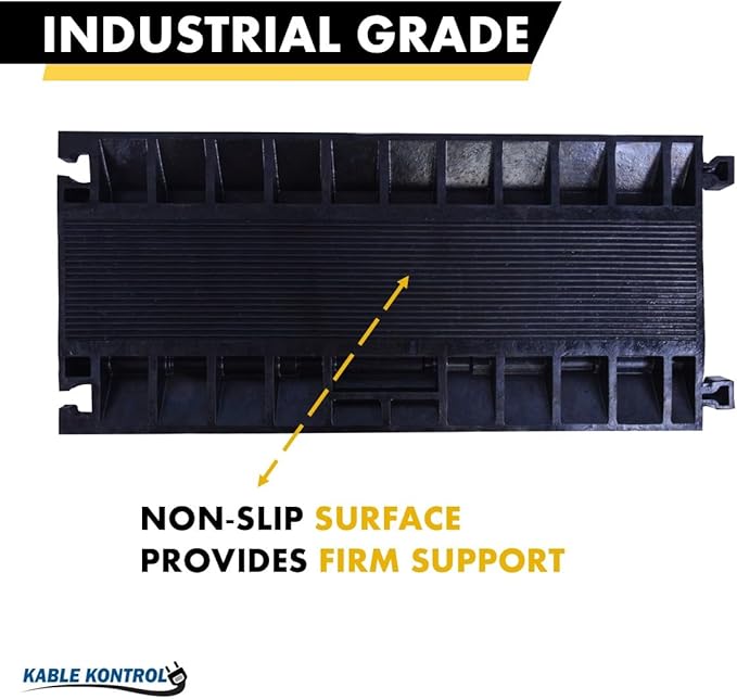 Kable Kontrol Atlas Cable Protector Wire Ramp - 3 Channel Bulk Wholesale Pallet - 10 Pcs - 35” Long Black & Yellow - 24000 Lbs Load Capacity - Rubber Speed Bump Wire Protector Cord Cover - CP9973