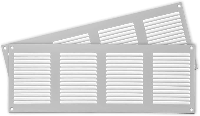 Repa Market 2-Pack Air Vent Cover 16x6 Inch (Outer Dimensions) White Galvanized Steel Louvered Grill Cover with Mesh Screen/Wall or Ceiling Vent/HVAC Register for Indoor and Outdoor Ventilation