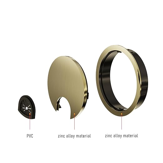 2 Pack Desk Grommet 2-1/8 Inch 53mm, Zinc Alloy Computer Desk Wire Hole Cover, Office Desktop Cord Cable Hole Metal Ring, Bronze Tone