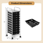 Giantex Rolling Storage Cart with 10 Drawers, Utility Cart with Tabletop, Drawer Organizer with Wheels for Craft Art Paper Tool, Mobile Organization & Sorting for Office Home School School Supplies