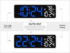 Large LED Digital Wall Clock with Date, Temperature, Auto-Brightness, Auto-DST | Big Digital Clock for Bedroom, Desk, Classroom, Living Room, Kitchen, Office, Gym, Farmhouse, Xmas Gift for Seniors