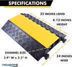 Kable Kontrol Atlas Heavy Duty Cable Protector Ramp - 2 Channel Bulk Wholesale Pallet - 10 Pcs - 35” Long Black & Yellow – 32000 Lbs Capacity - Rubber Speed Bump Wire Protector Cord Cover – CP9985
