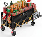 Wagon Cart Foldable, Collapsible Wagon with Expandable Storage, 150L Foldable Grocery Cart with 2 Cup Holders for Outdoor, Garden, Camping &Groceries