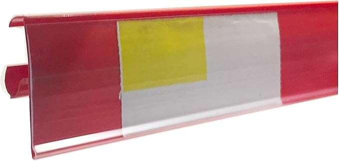 Price Tag Holder and Molding for Double Wire Cooler/Freezer Shelves | 30" Long | 1.25" High | 25 Pack | Red