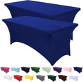 SEPARO Spandex Table Cover 2 Pack 6Ft Royal Blue Fitted Tablecloths,Washable Wrinkle Resistant Stretch Table Cloth Rectangle for Party Hosting Supplies,Wedding Decorations,Vendor Display,Banquet